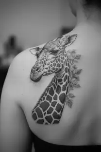 giraffe standing tattoo design idea