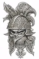 medieval soldier helmet adorned tattoo design idea