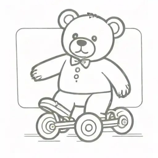 teddy bear roller skating gracefully tattoo design idea