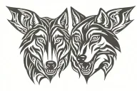 two wolf head tattoo design idea