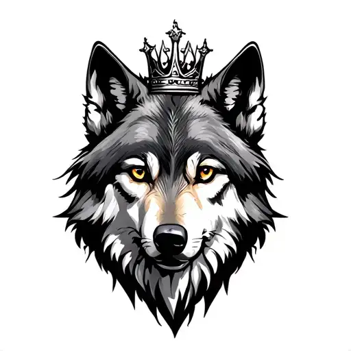 wolf woth crown tattoo design idea