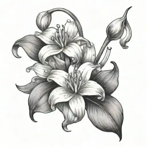 breast cancer awareness ribbon wrapped around a lily of the valley flower tattoo design idea