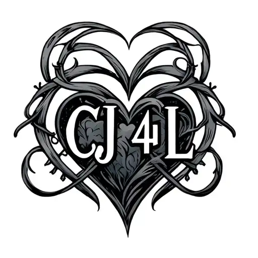 "CJ 4L" heart intertwined tattoo design idea