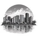 west palm beach city skyline in the background tattoo design idea