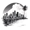 west palm beach city skyline in the background tattoo design idea
