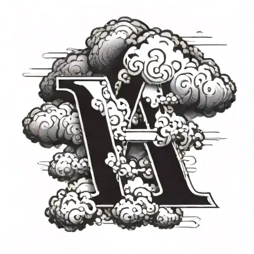 A capital letter 'A' surrounded by a cloud, with a road passing through it. tattoo design idea