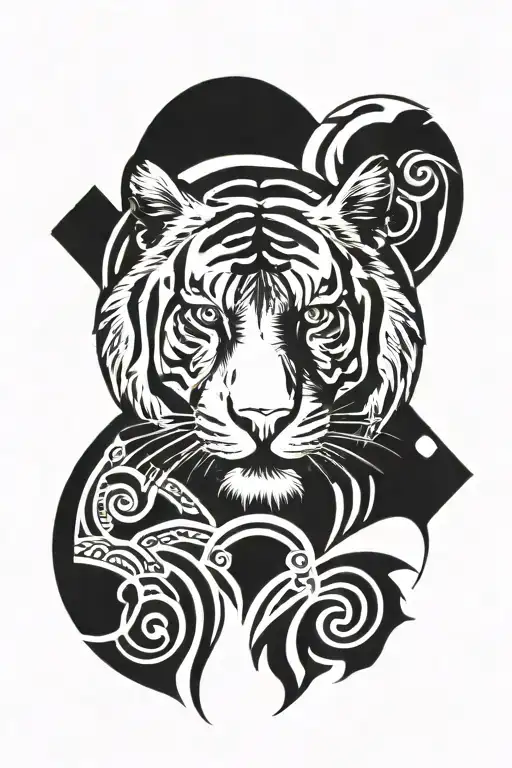 tiger head tattoo design idea