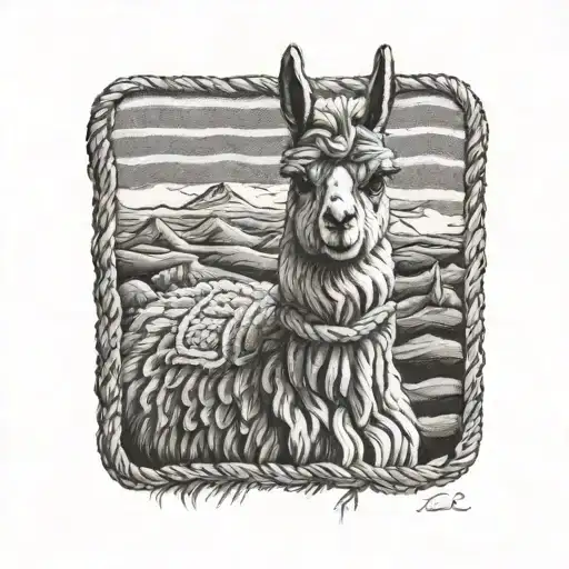 llama knitting a blanket tattoo design idea