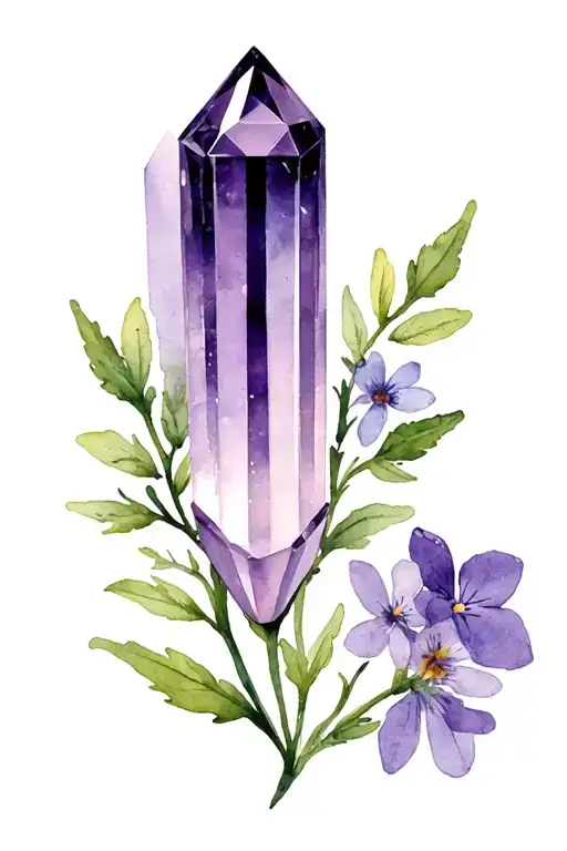 double terminated amethyst point, Devon violets , small pentagram  tattoo design idea