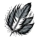 feather nautical star map surrounded tattoo design idea