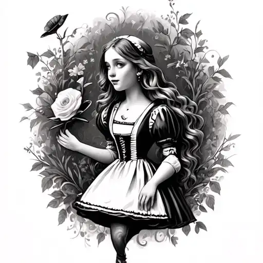 Dark Alice In Wonderland tattoo design idea