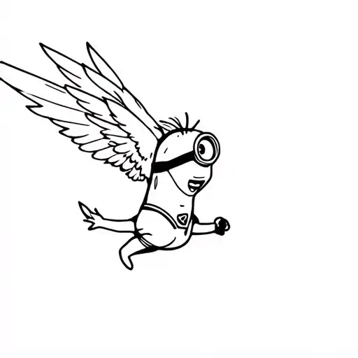 minion flying tattoo design idea