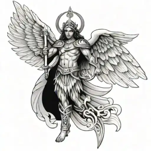 archangel saint michael polynesia tattoo design idea