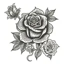 snake roses and face tattoo design idea