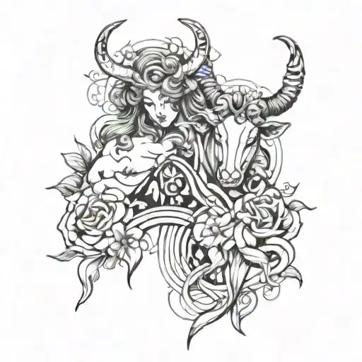 Aquarius and Taurus tattoo design idea