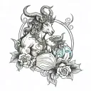 Aquarius and Taurus tattoo design idea