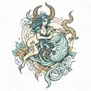 Aquarius and Taurus tattoo design idea