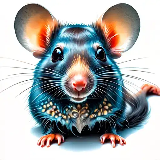 Year of the rat gold and blue tattoo design idea