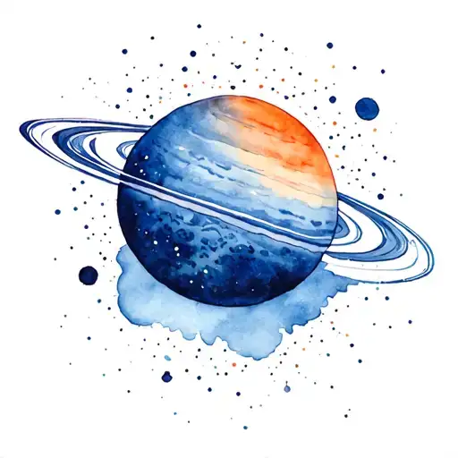 solar system planets dot work tattoo design idea