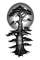 sun and tree Blackfoot creation story black and white sleeve tattoo  tattoo design idea