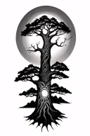sun and tree Blackfoot creation story black and white sleeve tattoo  tattoo design idea