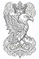 eagle royal flourish wearing crown tattoo design idea