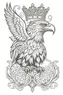 eagle royal flourish wearing crown tattoo design idea