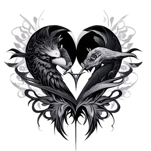 İnfinite love, guarded by Şahmeran tattoo design idea