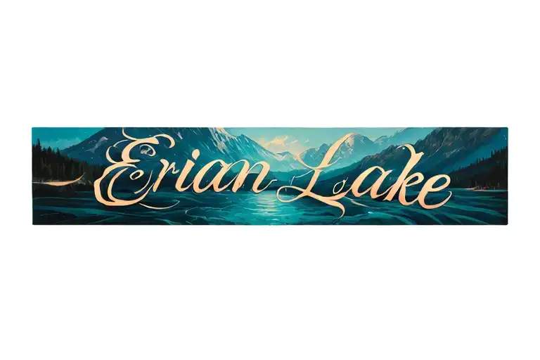 Erian Lake name in cursive, and a polenesian arm  tattoo design idea