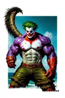 lapu lapu red hulk mixed with Joker tattoo design idea