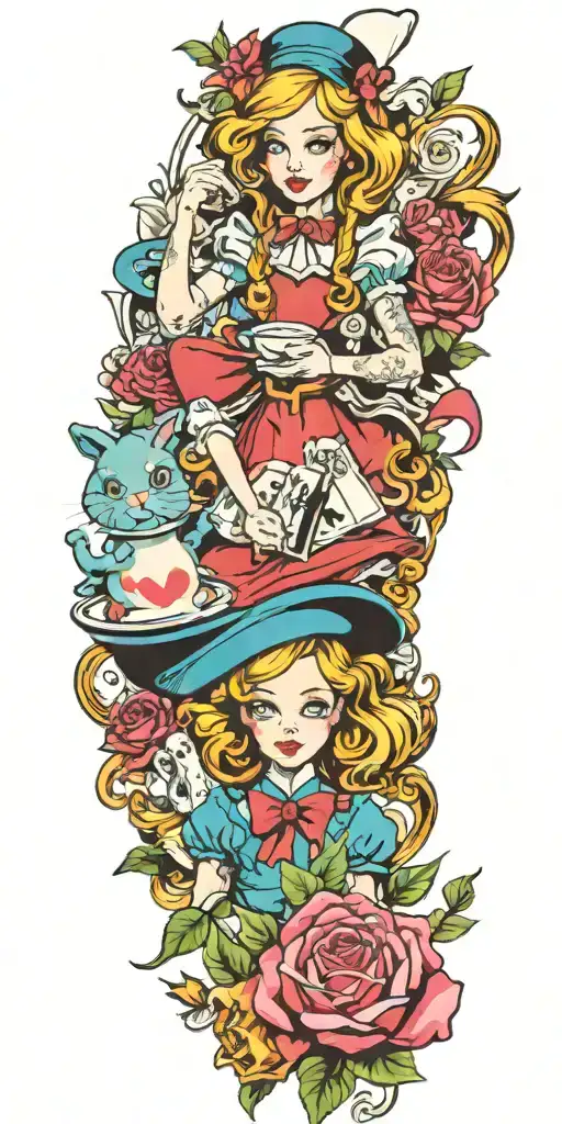 Alice in wonderland tattoo design idea