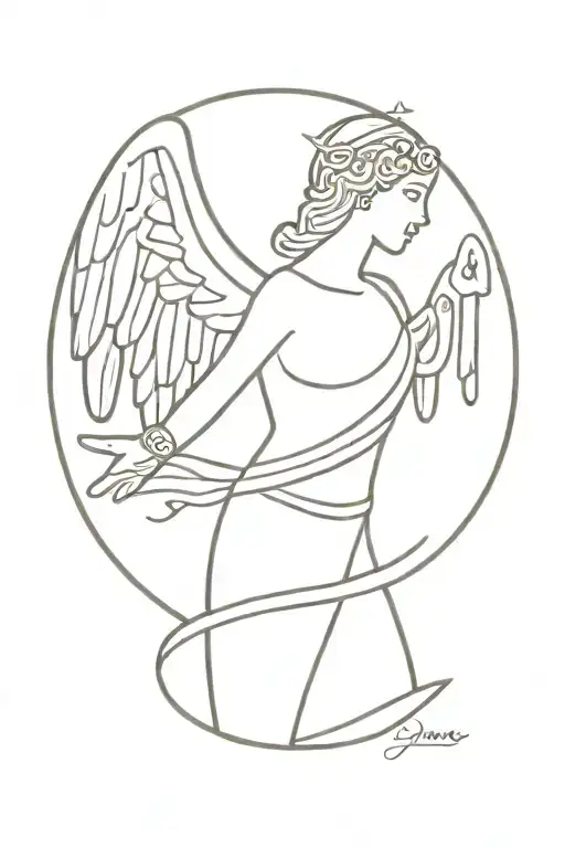 Ancient Greece angel tattoo design idea