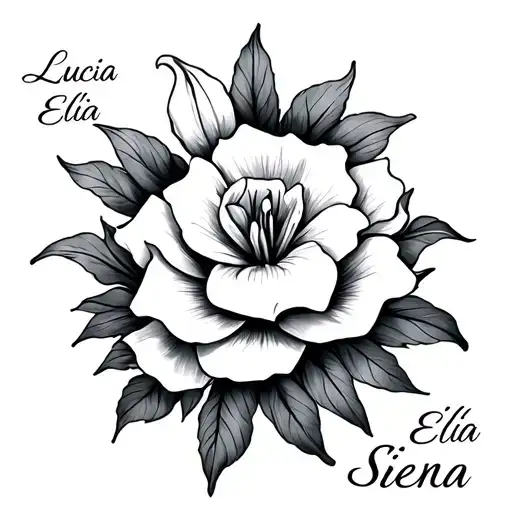 "Lucia Elia Siena " sun rose and lily tattoo design idea