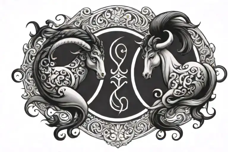 Virgo sign Gemini sign Capricon sign Taurus sign intertwined tattoo design idea