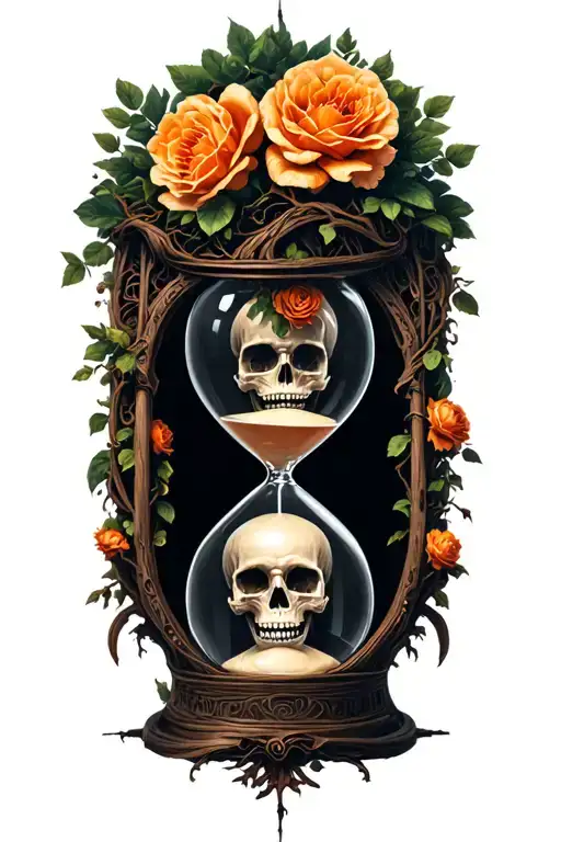 skull hourglass tree of life memento mori memento vivere carpe diem tattoo design idea