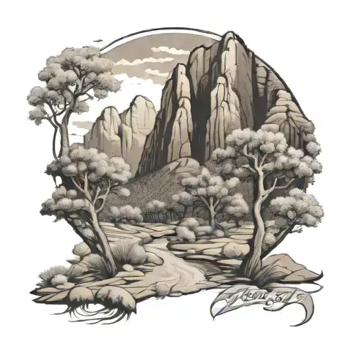 zion national park scene tattoo small tattoo design idea