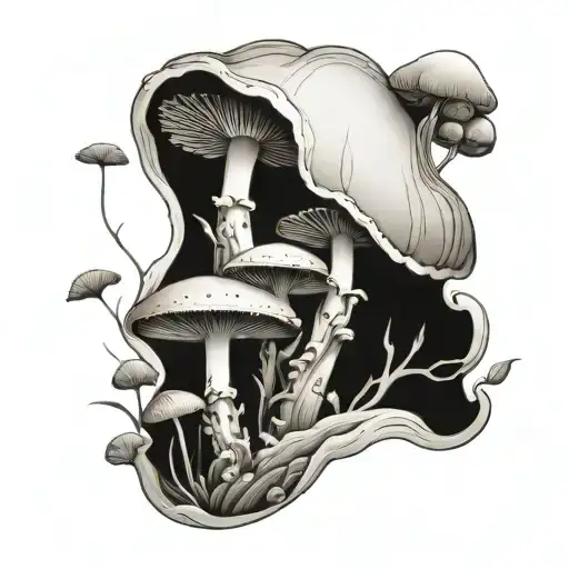 mushrooms trying to grow but being cut down the middle tattoo design idea