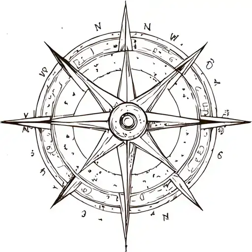 The Cosmic Compass (Sagittarius Sun + Capricorn Midheaven)Symbol: A compass star enclosed in a Saturn ring, arrow poin tattoo design idea