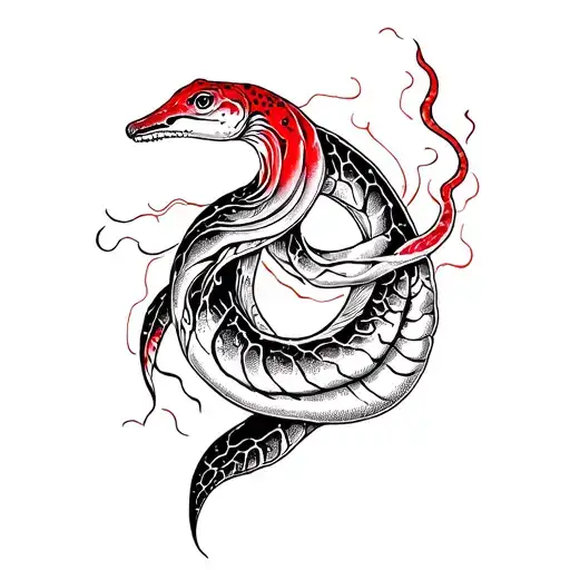 electric eel red and black background tattoo design idea