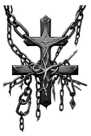Christian cross with broken chains tattoo design idea