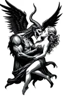 The devil kissing an angel scary tattoo  tattoo design idea