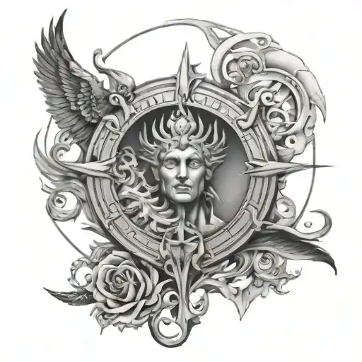 god chronos tattoo design idea