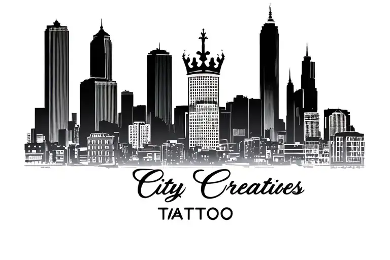 Queen City Creatives logo city scape tattoo design idea