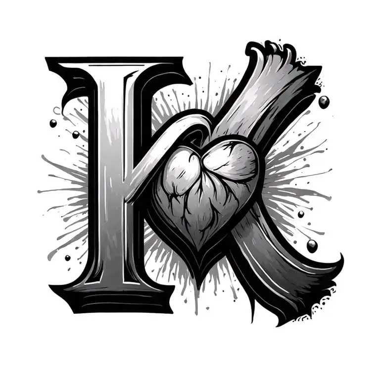 T heart K letter tattoo design idea