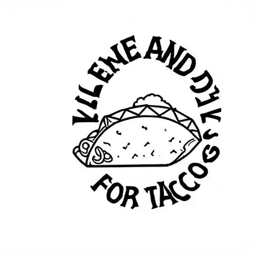 "Live and Die For Tacos" Taco flying in the sky tattoo design idea