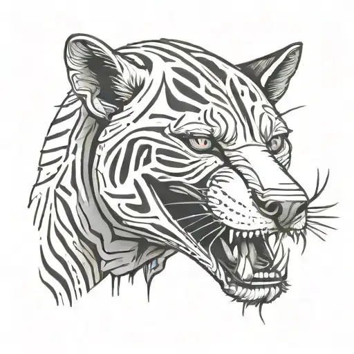 Thylacine Skull Angry tattoo design idea