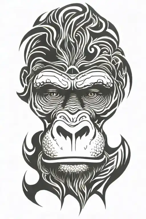 tribal gorilla face tattoo design idea