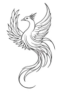 minimalist simple line drawing phoenix swirl tattoo design idea