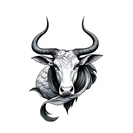 Taurus protecting Pisces  tattoo design idea