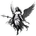 Subject: Another angelic figure, but this time one that represents protection or wisdom, to balance the "warrior" energy tattoo design idea